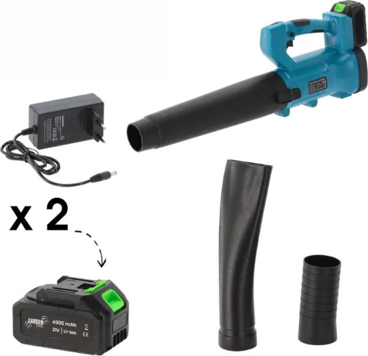 Suflantă de frunze fără fir cu 2 baterii și încărcător