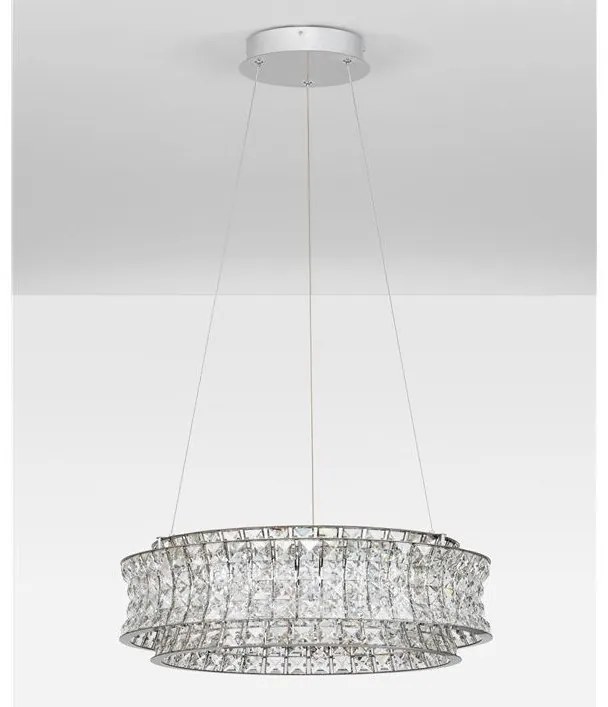 Lustra suspendata LED crom, cristale sticla CELYSIA 60cm