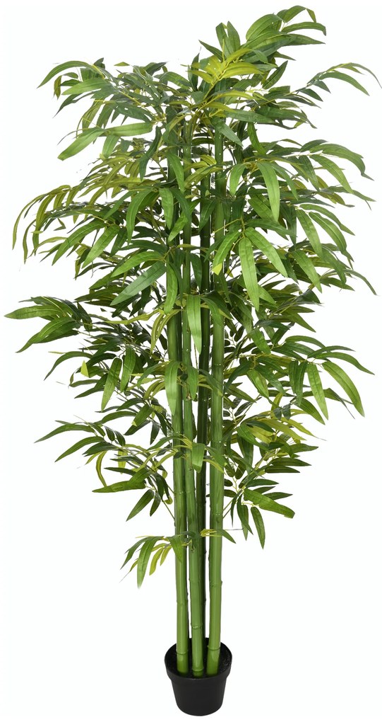 HOMCOM Bambus artificial, aspect realist, cu ghiveci, pentru interior, 180 cm, Verde/Negru | Aosom Romania