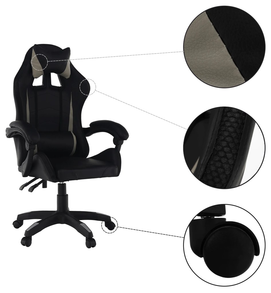 Scaun de birou / joc, gri / negru, JUKA