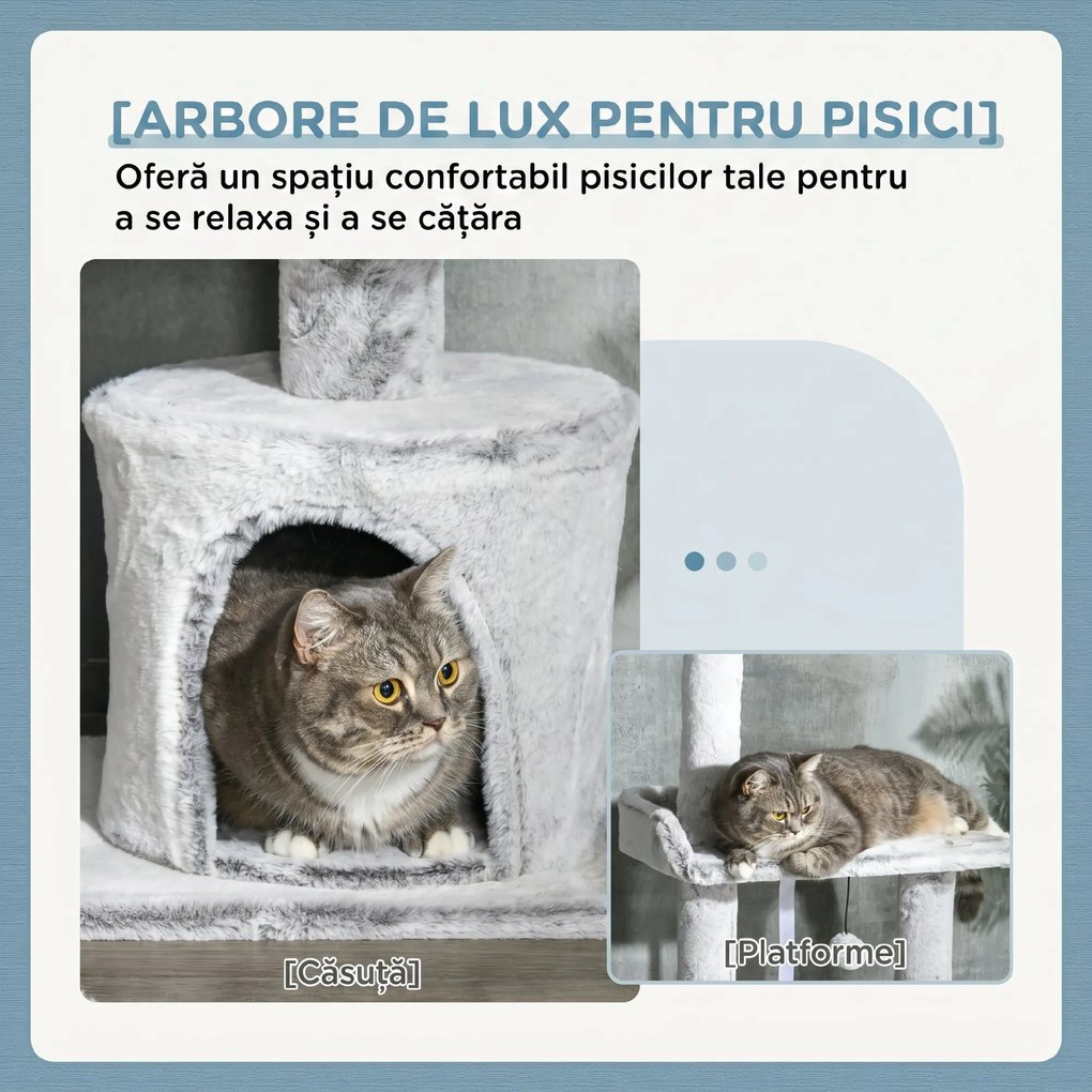 PawHut Copac pentru Pisici de Interior Turn de Joaca Centru de Activitati de Escaladare Turn de Zgariere Apartament Perne Inaltime Reglabilaaccesorii animale feline sala de gimnastica pisoi lounge mobila sufragerie | Aosom Romania