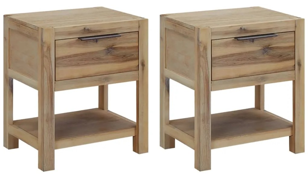 vidaXL Noptiere cu sertare, 2 buc., 40x30x48 cm, lemn masiv de acacia