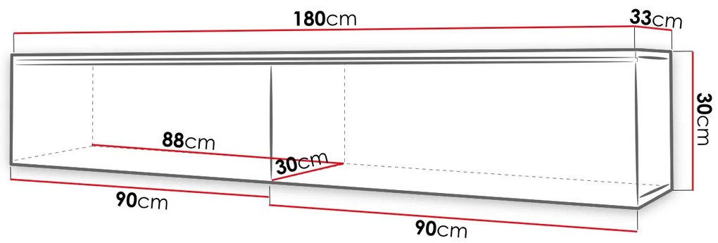 Masă TV/Dulap Dilune 180 (beton smart) (iluminat LED Alb). 1053805