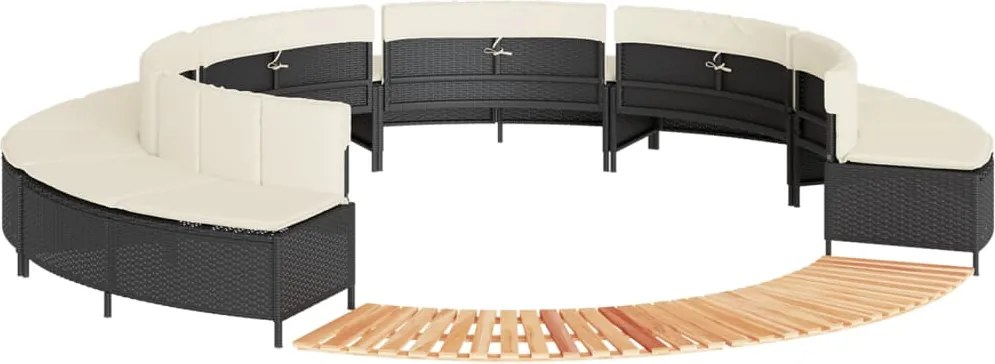 vidaXL Împrejmuire cadă cu hidromasaj, negru, poliratan / lemn acacia