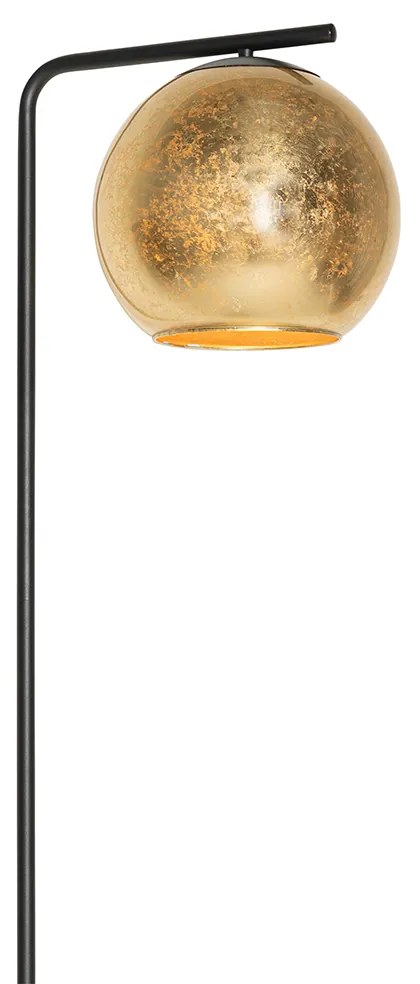 Lampă de podea de design neagră cu sticlă aurie - Bert