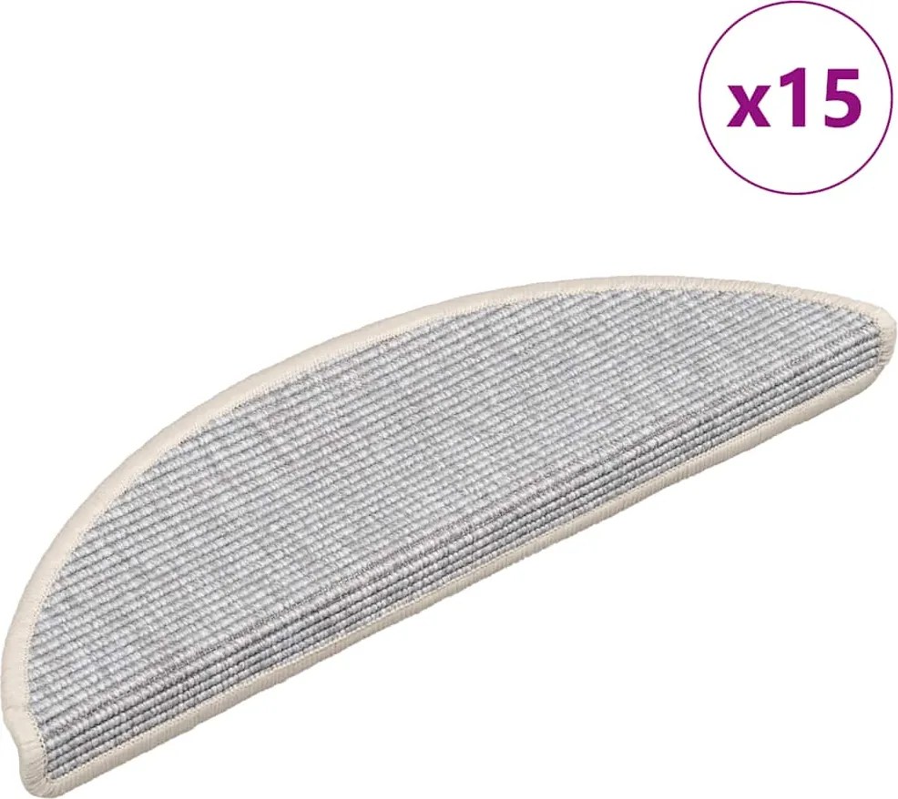 vidaXL Covorașe scări, 15 buc., 56x17x3 cm, semirotunde, argintii