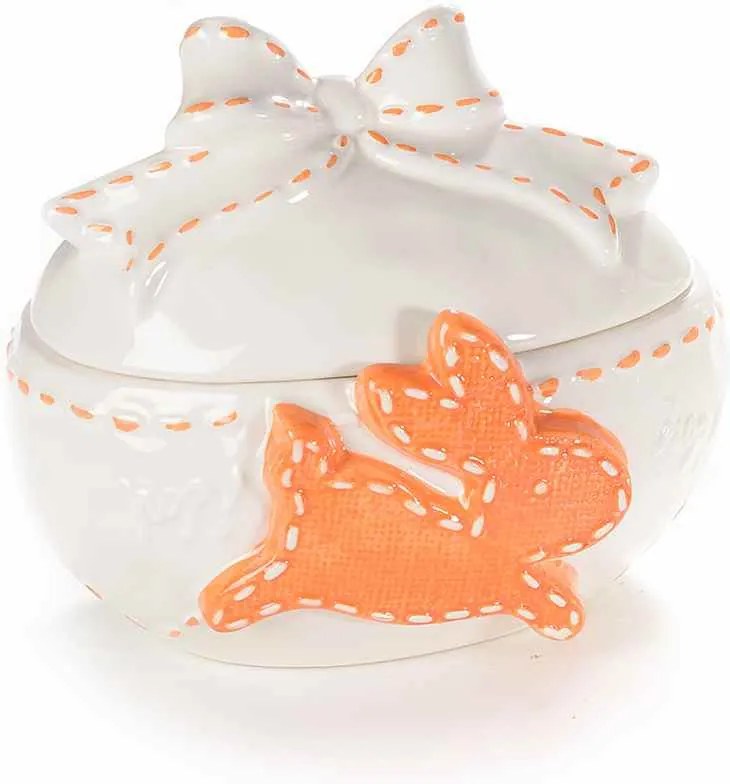 Ou Paste ceramica model Iepuras alb portocaliu cm 16 x 12 cm x 14 H