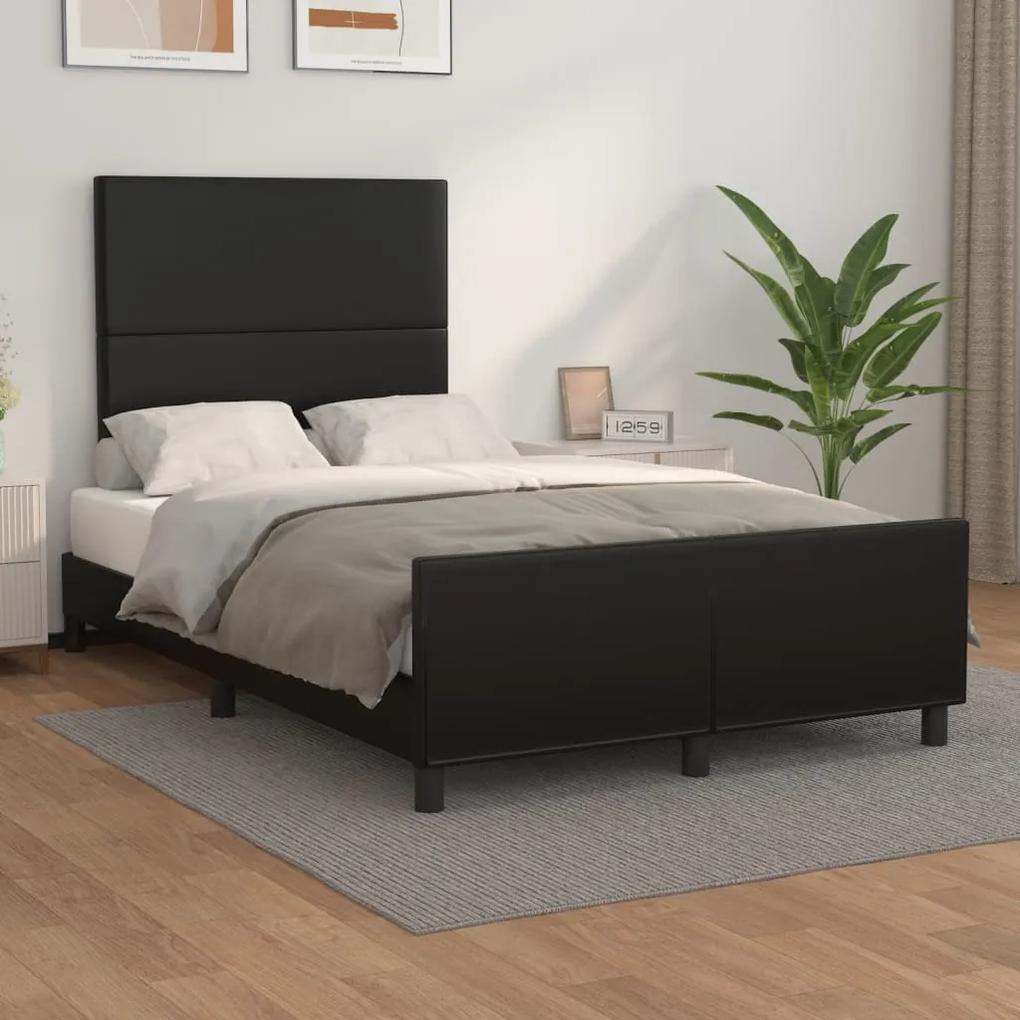 Cadru de pat cu tablie, negru, 120x200 cm, piele ecologica Negru, 120 x 200 cm, Design simplu