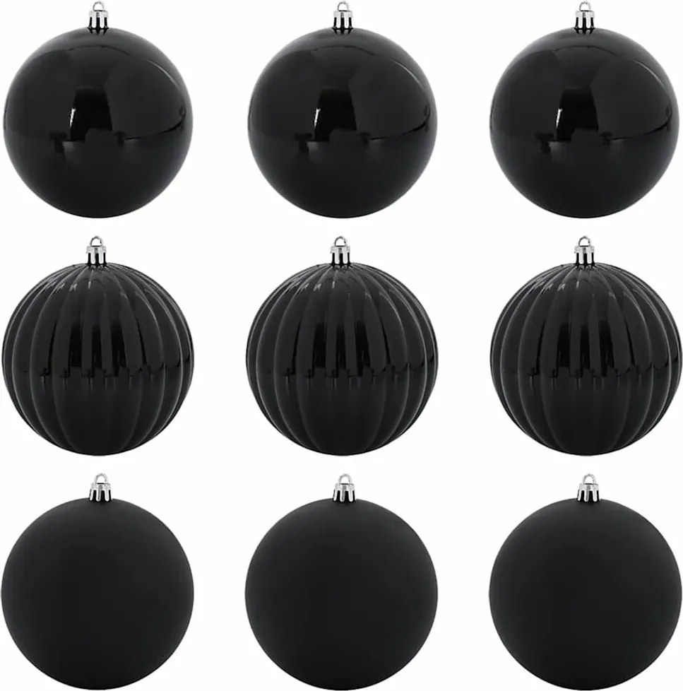 vidaXL Set de ornamente de Crăciun XL 9 pcs Negru Plastic