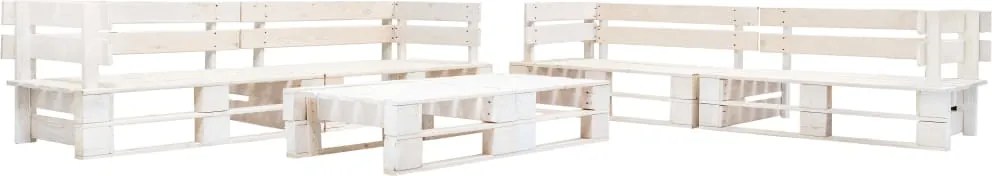vidaXL Set mobilier de grădină din paleți, 6 piese, alb, lemn