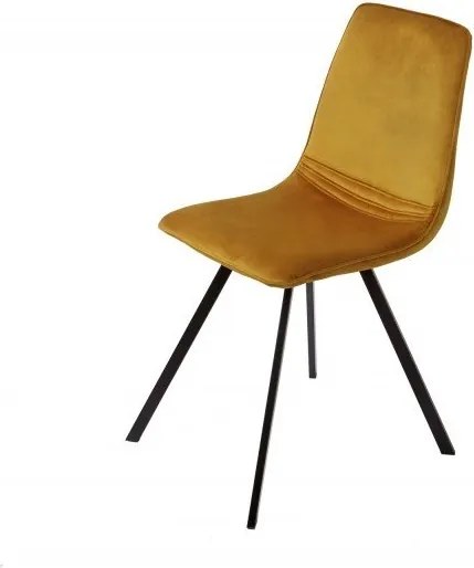 Set de 4 scaune moderne tapitate Amsterdam Retro, catifea galben mustar
