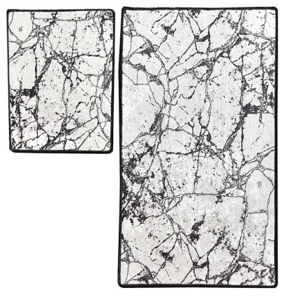 SET 2x covoraș pentru baie MARBLE 60/100 cm alb/negru