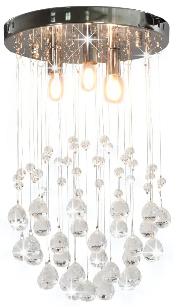vidaXL Lustră cu mărgele de cristal, argintiu, sferă, 3 x bec G9