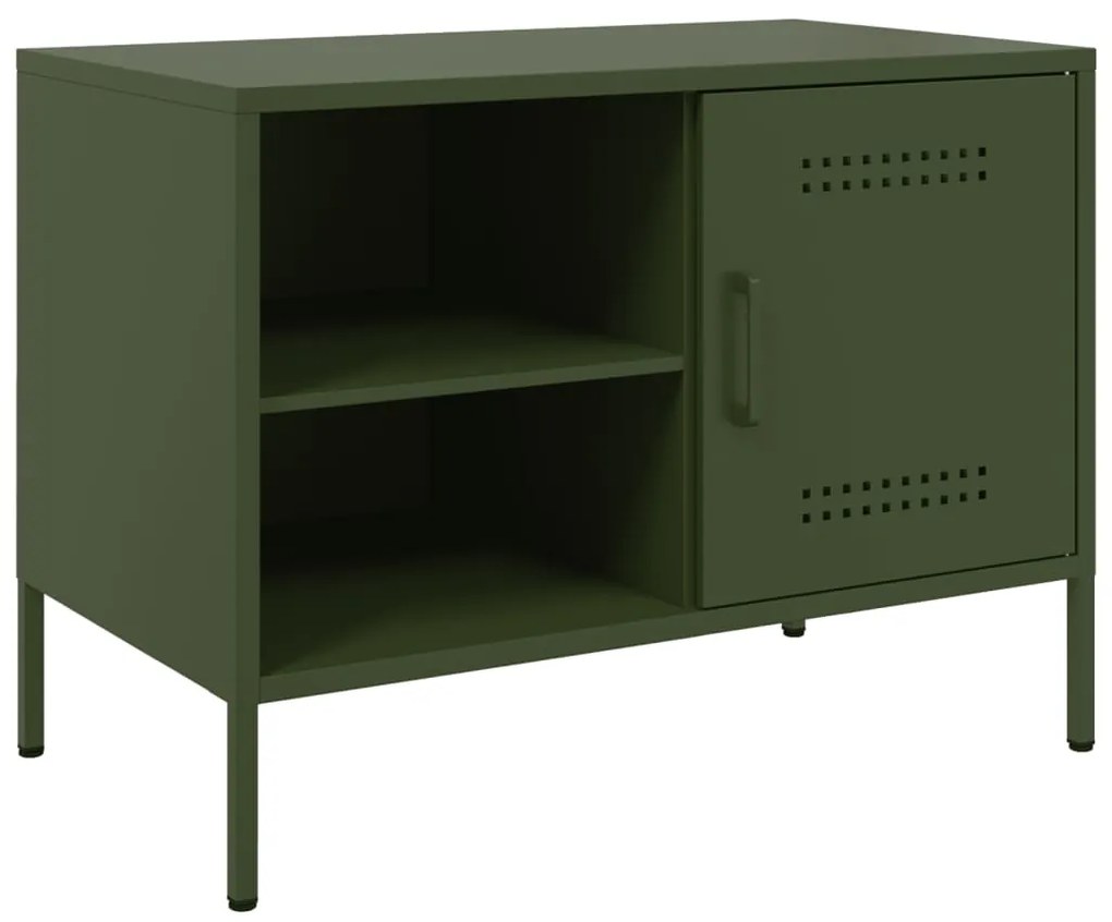 843002 vidaXL Dulap TV, verde măsliniu, 68x39x50,5 cm, oțel