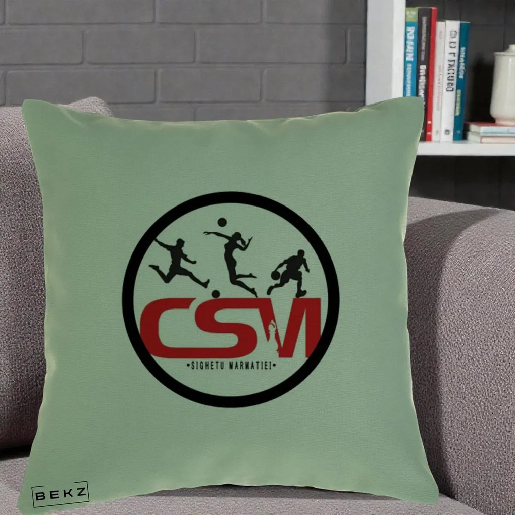 Perna Personalizata CSM Sighetu Marmatiei Sport, 40x40 cm, Verde, Husa Detasabila, Perna Inclusa, BEKZ®