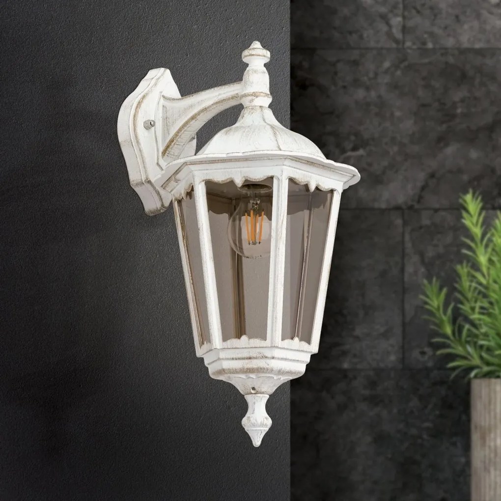 Aplica de perete exterior stil clasic IP43 Puchberg AL 11K/82571 weiß-gold/rauch OR