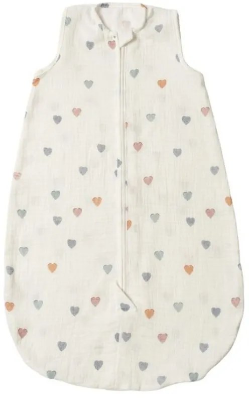 Sac de dormit de vara pentru copii din muselina dubla 0-6 luni Kidizi Color Hearts bumbac 100%, 0.3 tog