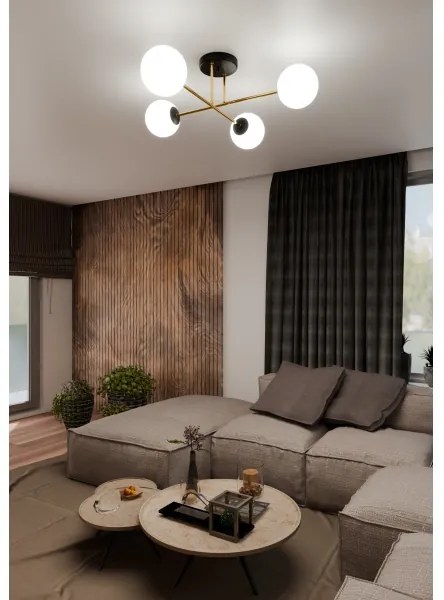 Lustră pe tijă MAGNUM 4xE14/10W/230V alb/auriu/negru