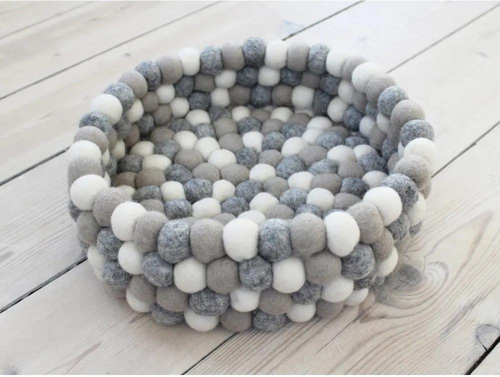 Coș depozitare cu bile din lână Wooldot Ball Basket, ⌀ 28 cm, alb - gri deschis