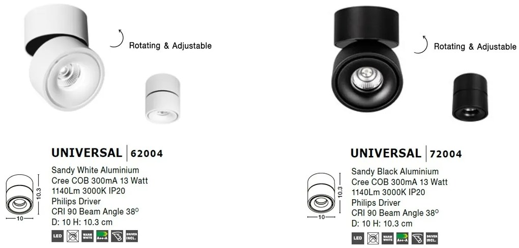 Spot LED directionabil, aplicat tavan/ perete UNIVERSAL alb NVL-62004