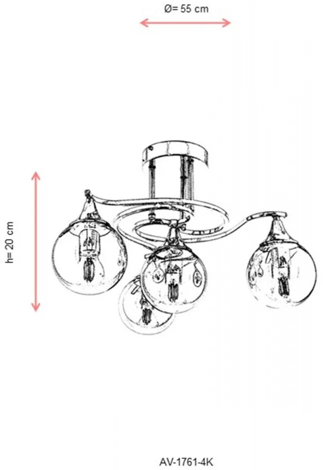 AV-1761-4K Candelabru design interior Crom 55x55x cm