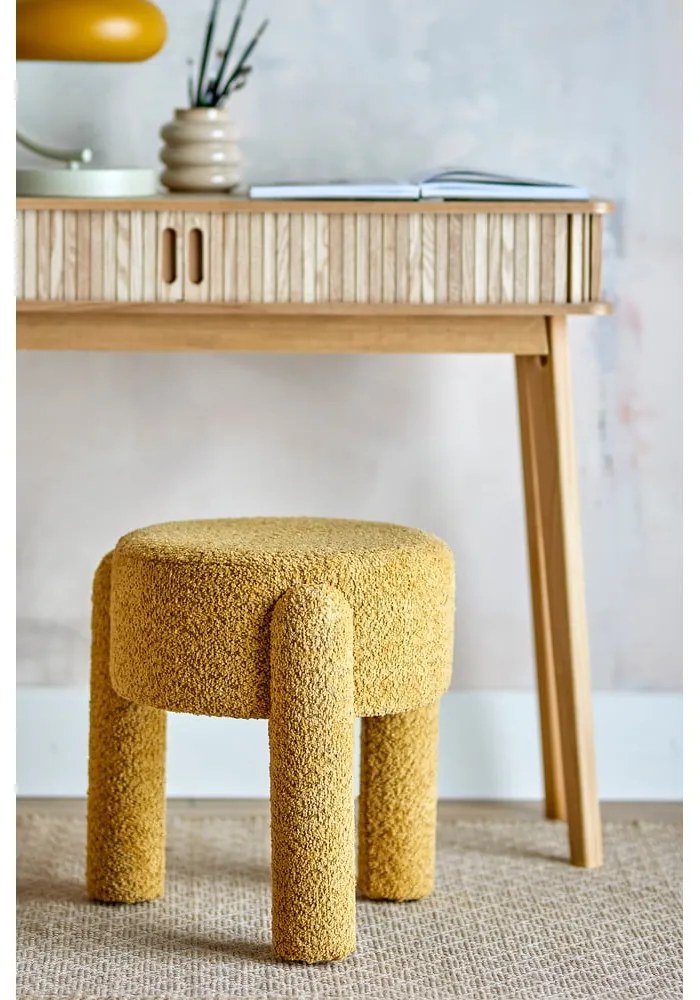 Scaun tip taburet galben ocru tapițat Bruno – Bloomingville