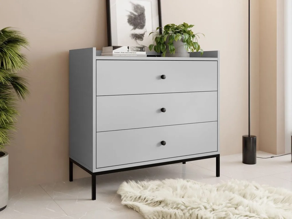 Comodă Tezarta 3SZ (Gri deschis + Negru) . 1103693