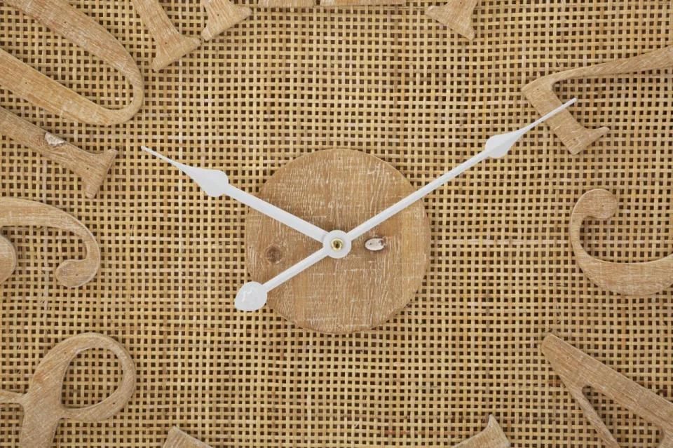 Ceas decorativ finisaj natural din Ratan si MDF, ∅ 60 cm, Boho Mauro Ferretti