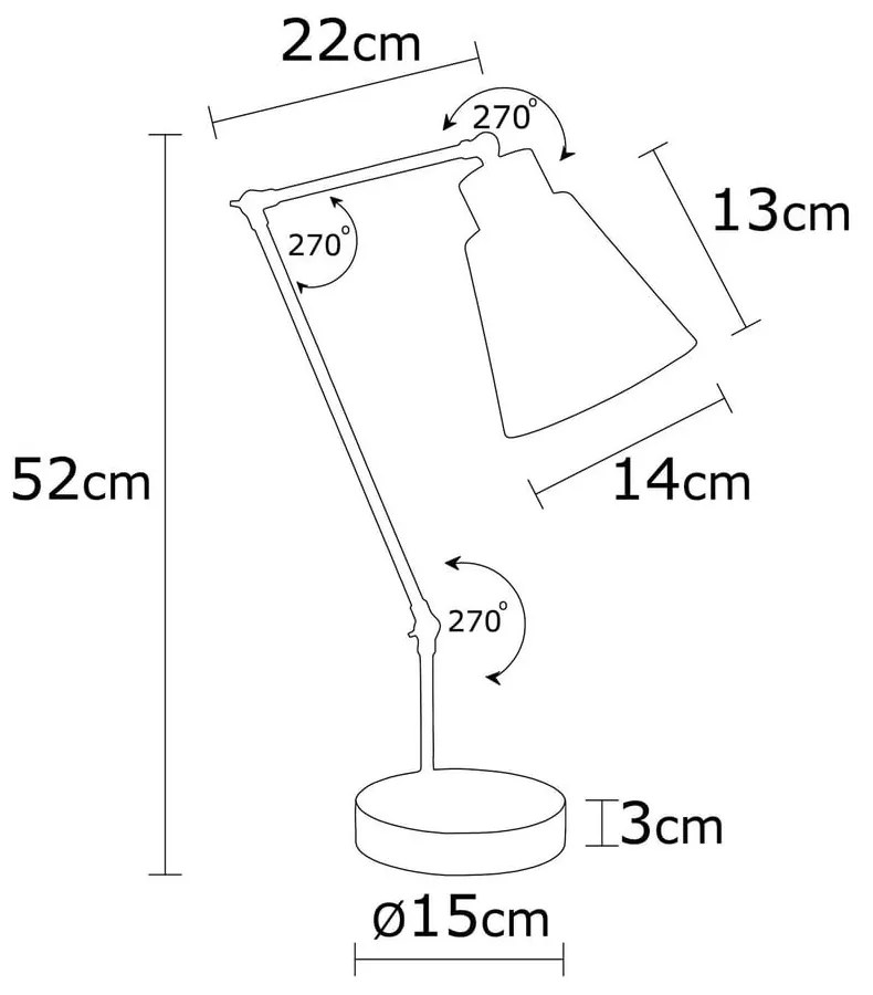 Veioză galbenă/neagră cu abajur din metal (înălțime 52 cm) Manavgat – Opviq lights