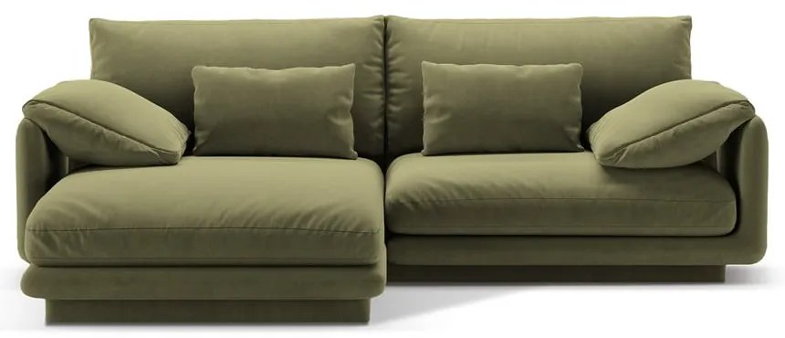 Colțar verde deschis cu tapițerie din catifea (cu colț pe partea stângă /cu șezlong) Torino – Micadoni