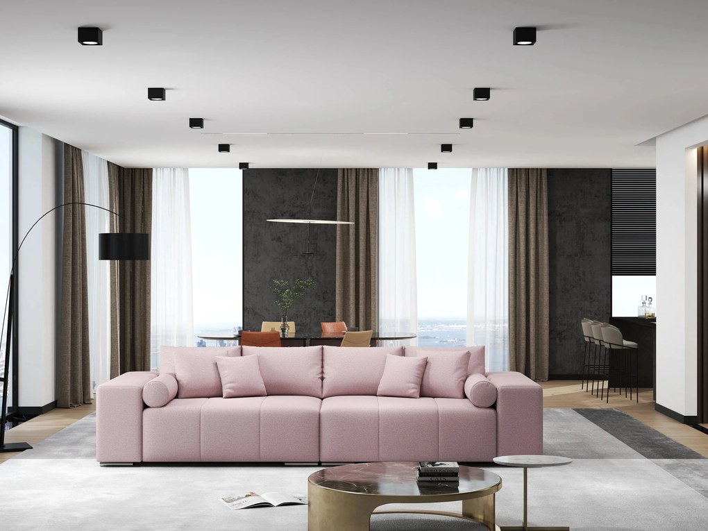 Canapea extensibilă dumonde cu ladă de depozitare si sezut confortabil din spuma high-density, Marbela Enjoy Flamingo XXL 295x100 cm
