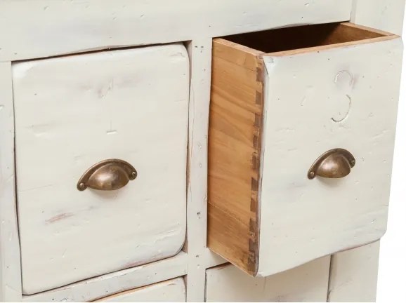 Banc de tamplar, L184 74 H92 cm, 4 sertare, alb antic, lemn masiv