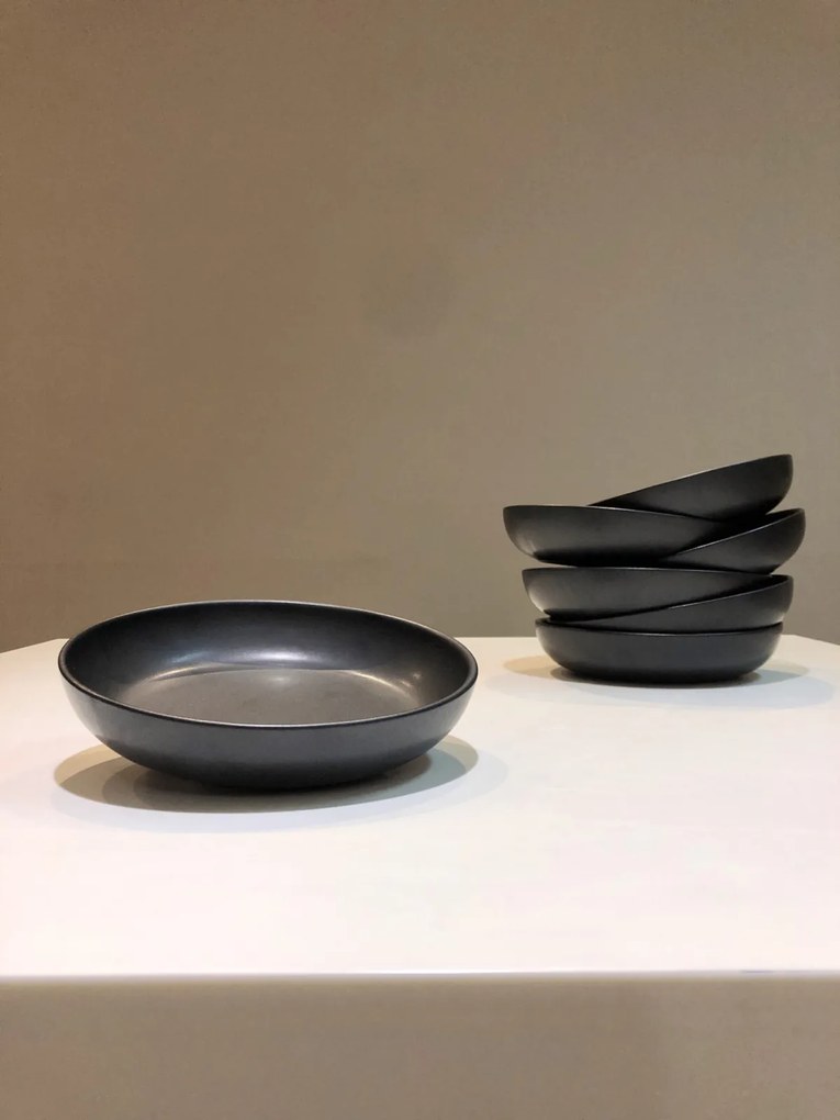 Set 48 Boluri Pasta Vulcano (Farfurie adanca si intinsa 26cm) Negru Mat Carbon