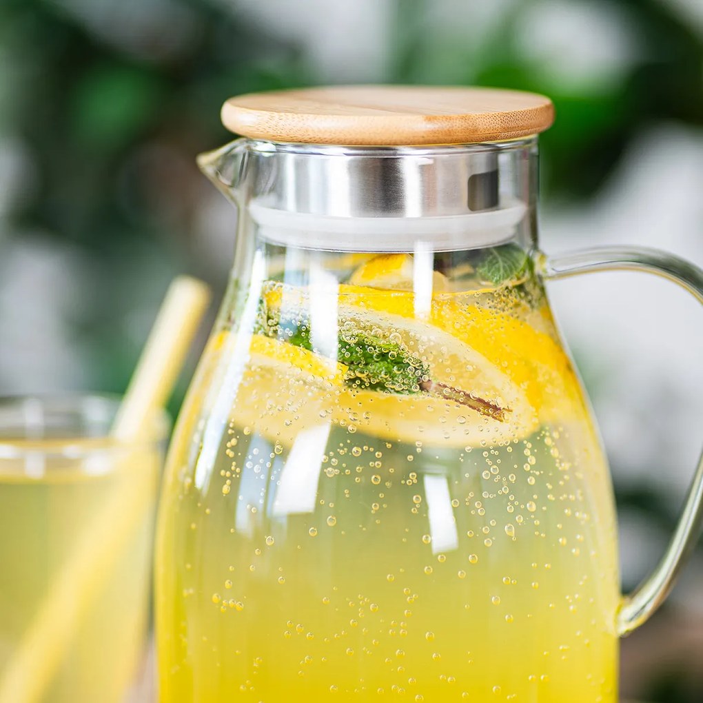 Carafă din sticlă cu capac 4Home BambooHot&Cool, 1,7 l