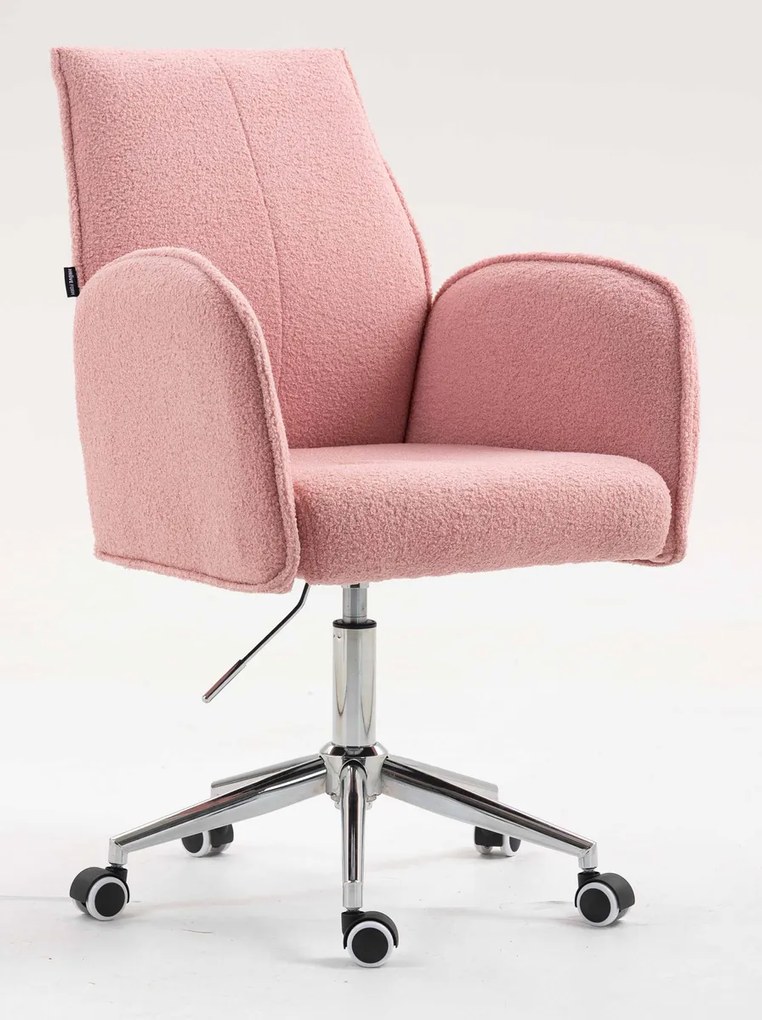 HR280K Scaun Roz Pudra Boucle cu Bază Cromata