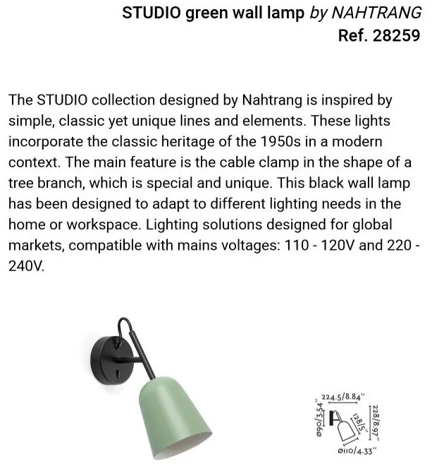 Aplica de perete design modern Studio verde