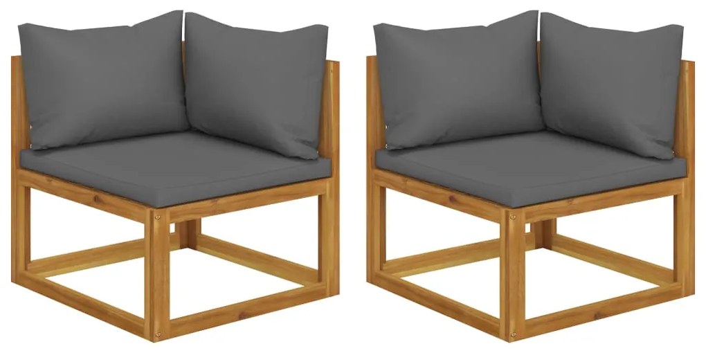 vidaXL Canapele colț modulare, 2 buc., cu perne, lemn masiv acacia