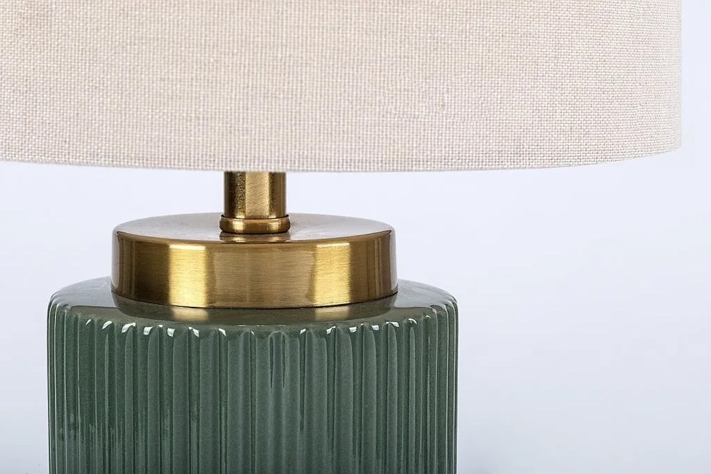 Lampa de masa ceramica verde abajur alb Glovy