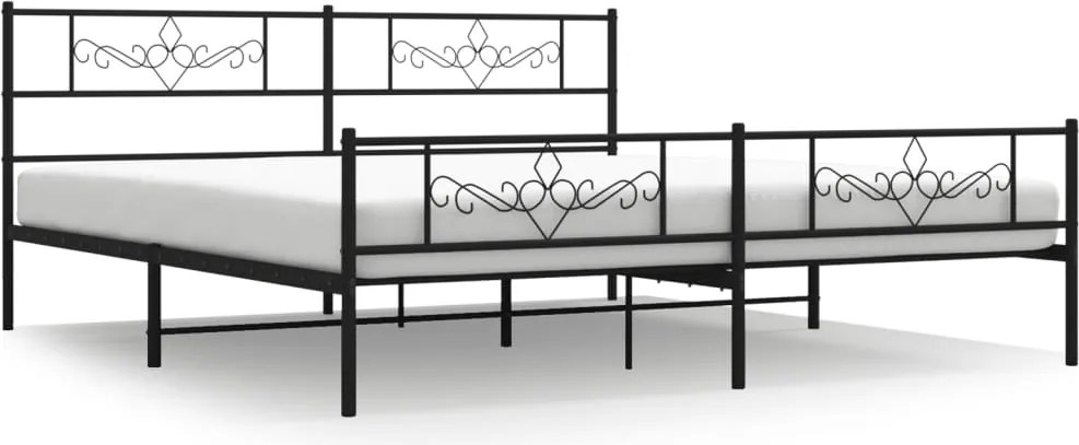 vidaXL Cadru pat metalic cu tăblii de cap/picioare, negru, 200x200 cm