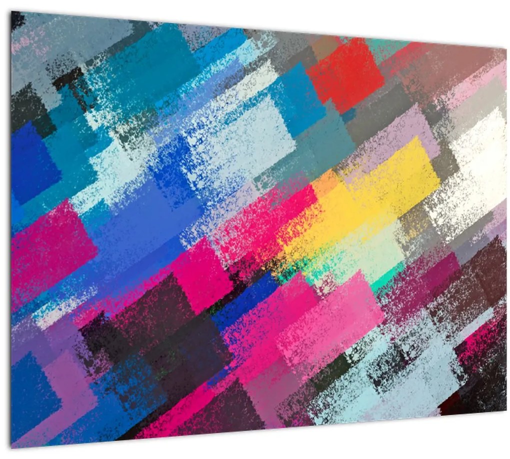 Tablou pe sticlă - Dungi colorate cu pensula (70x50 cm)