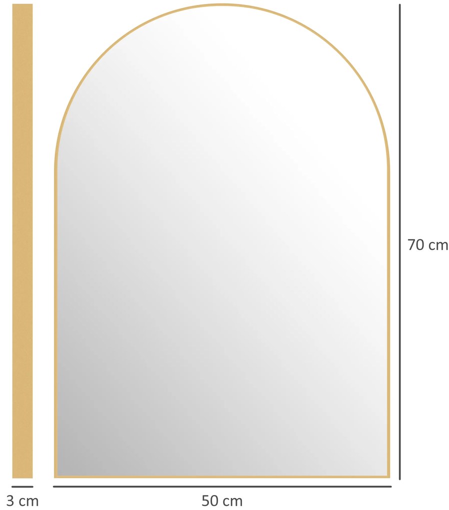 HOMCOM Oglindă murală curbată oglindă de baie cu cadru din aliaj de aluminiu pentru dormitor living intrare 50 × 70 cm aur | Aosom Romania