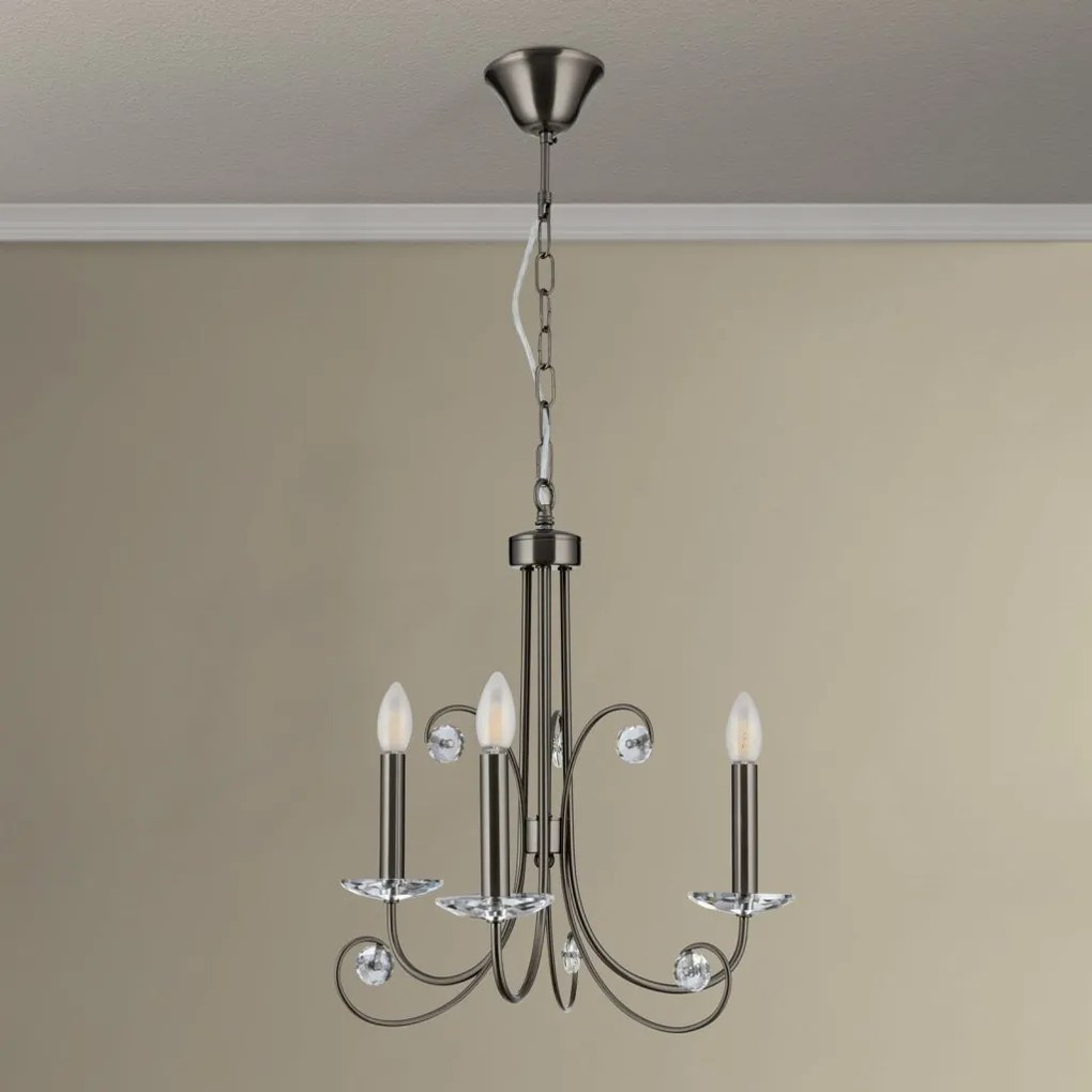 Candelabru stil clasic cu cristal K9 ARIANE 3L nickel inchis