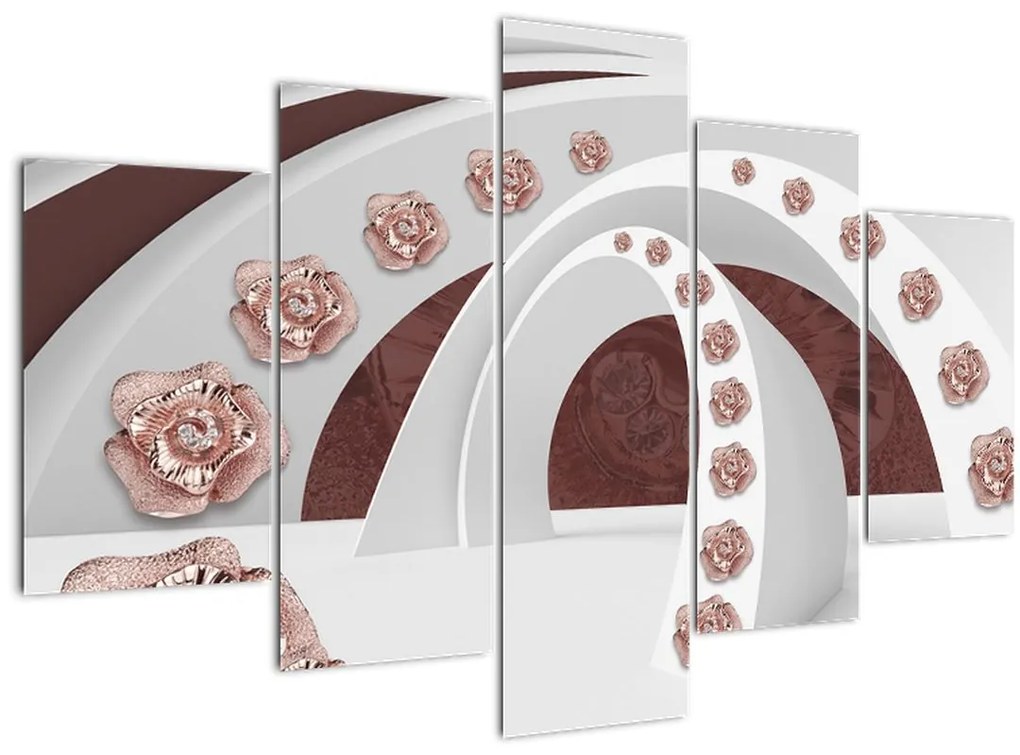 Tablou - Arcade 3D cu flori (150x105 cm)