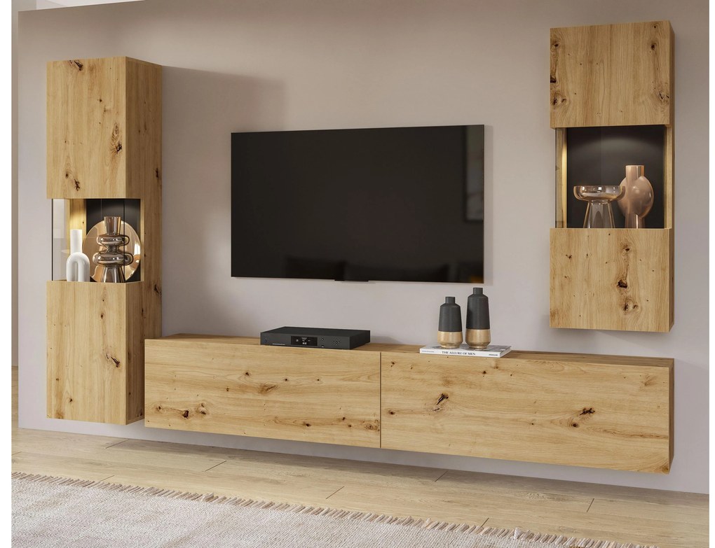 Mobilier living Avernic Typ 10 (negru + Stejar artisan). 1042057