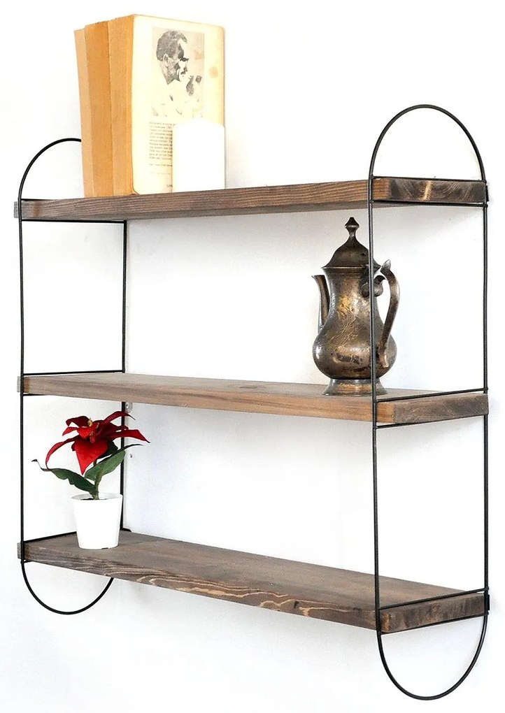 Raft decorativ de perete Duvelo 4 (Nuc + negru) . Promo -6%. 1093668