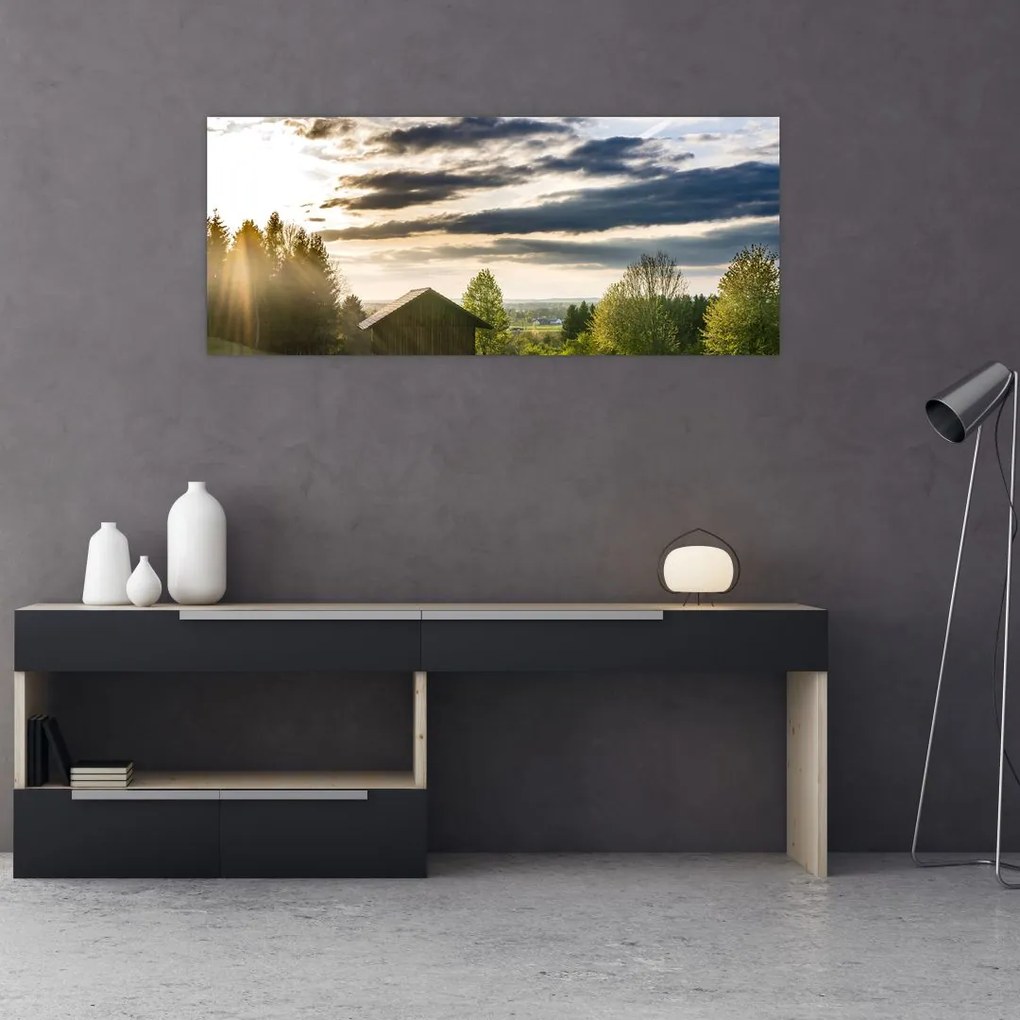 Tablou cabana în pădure (120x50 cm)
