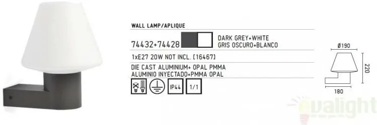 Aplica de perete exterior 74432+glob 74428 Mistu