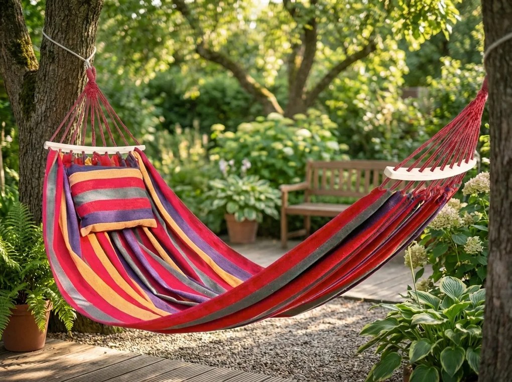 Hamac colorat cu perna HAMAK pentru 2 persoane 190x150 cm