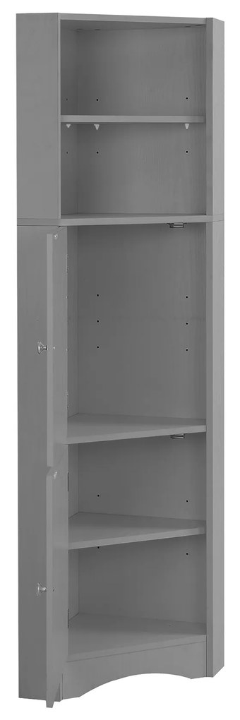 Dulap de baie colțar cu două rafturi, Gri | Aosom Romania