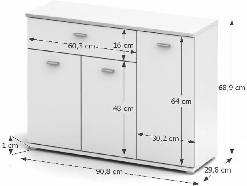 Comodă, albă, NENA TYP 3